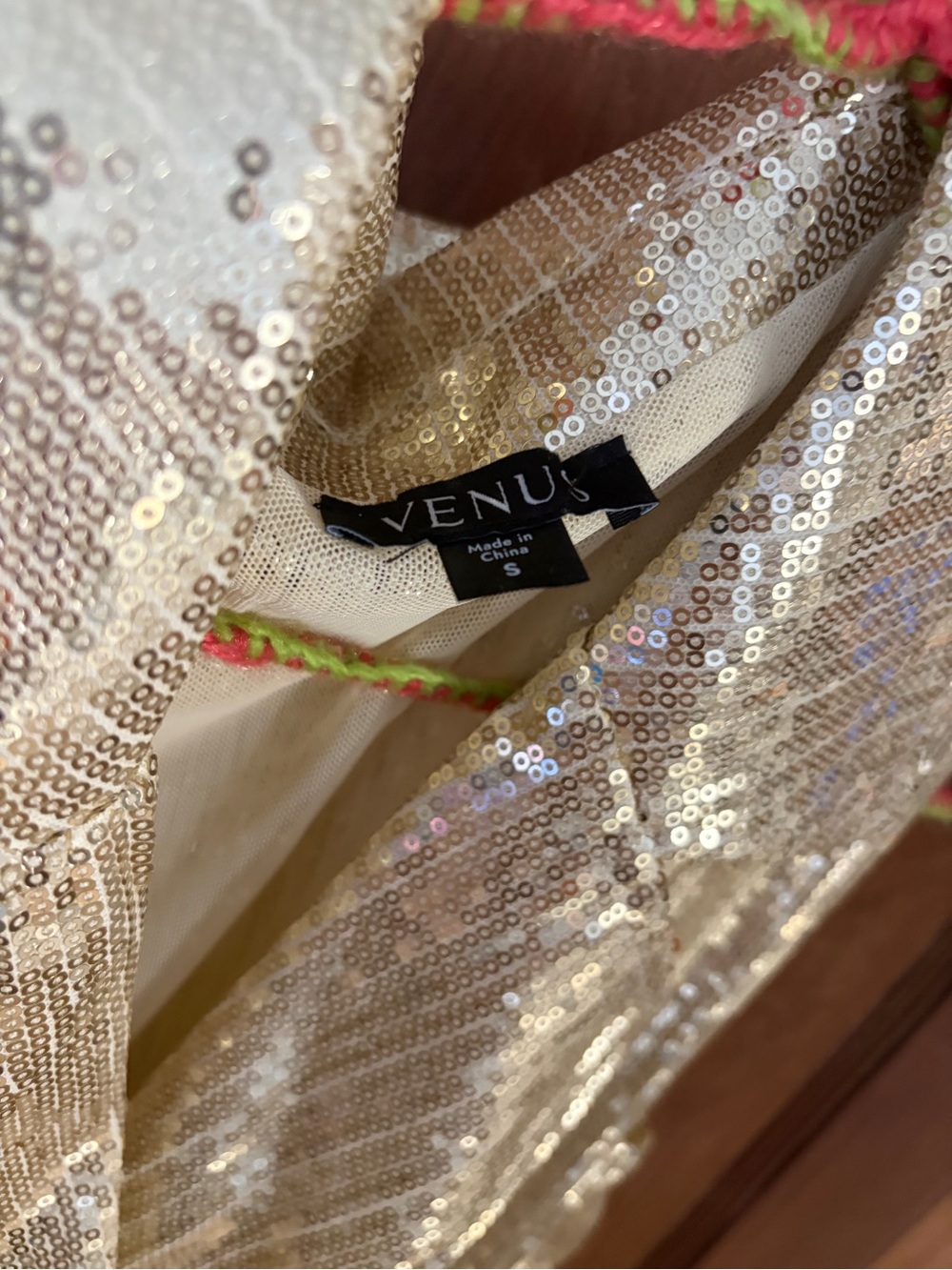 VENUS Gold Sequin Lapel Wrap Jumpsuit Small - Hoco Holiday Formal Like New - Picture 9 of 10